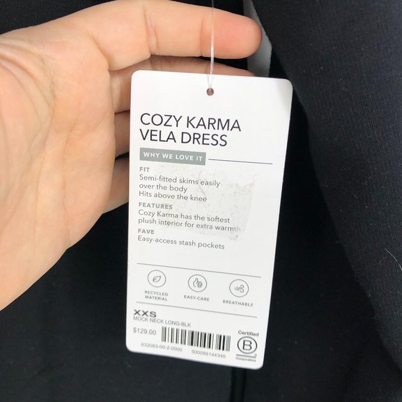 NWT Athleta Cozy Karma Vela Dress Black XXS - Picture 3 of 5